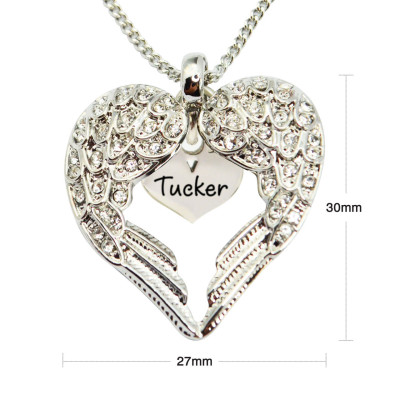 Personalised Angels Heart Necklace with Heart Insert - All Birthstone™