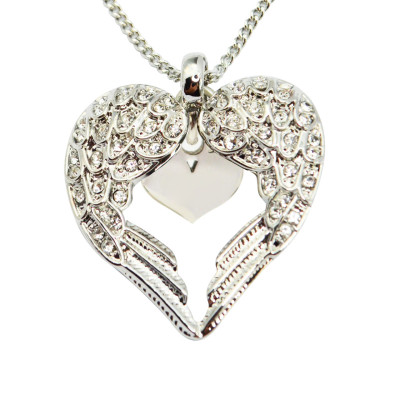 Personalised Angels Heart Necklace with Heart Insert - All Birthstone™