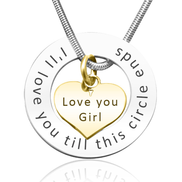 Personalised Circle My Heart Necklace - Two Tone HEART in Gold - All Birthstone™