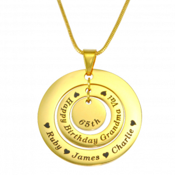Personalised Circles of Love Necklace - 18ct GOLD Plated - All Birthstone™