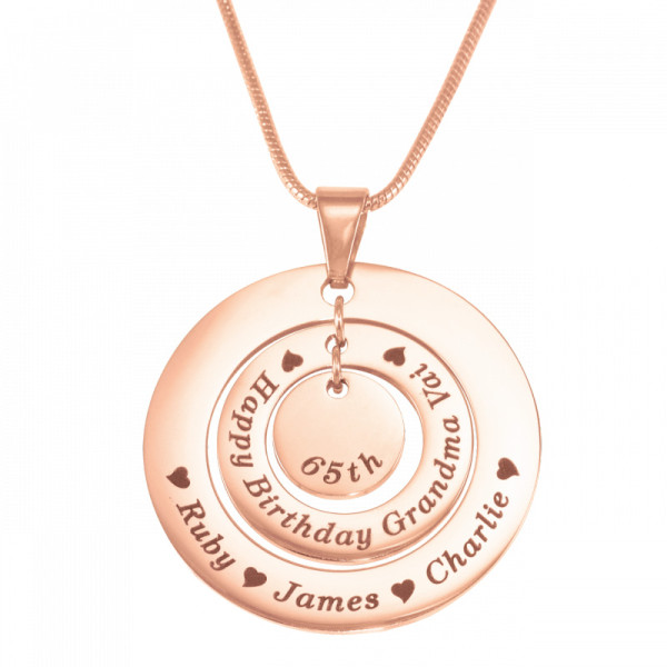 Personalised Circles of Love Necklace - 18ct Rose Gold Plated - All Birthstone™