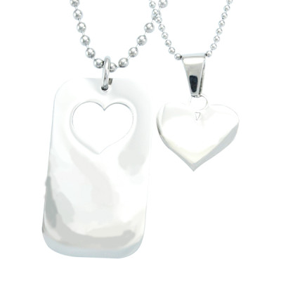 Personalised Dog Tag - Stolen Heart - Two Necklaces - Silver - All Birthstone™