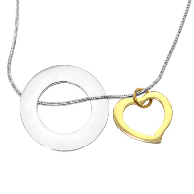 Personalised Heart Washer Necklace - TWO TONE - Gold  Silver - All Birthstone™