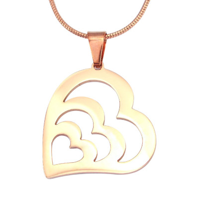 Personalised Hearts of Love Necklace - 18ct Rose Gold Plated - All Birthstone™