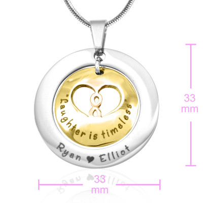Personalised Infinity Dome Necklace - Two Tone - Gold Dome  Silver - All Birthstone™