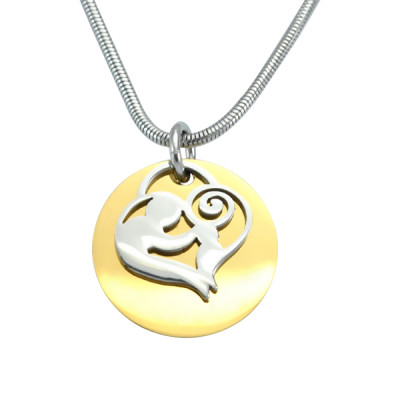 Personalised Mother's Disc Single Necklace - Two Tone - Gold  Silver - All Birthstone™