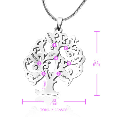 Personalised Tree of My Life Necklace 7 - Sterling Silver - All Birthstone™