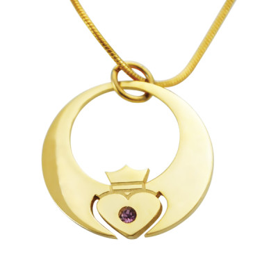 Personalised Queen of My Heart Necklace - 18ct Gold Plated - All Birthstone™