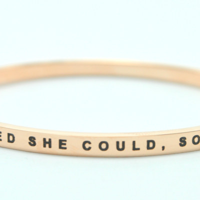 Personalised She Believed She Could Bangle 18ct Gold Plated - All Birthstone™
