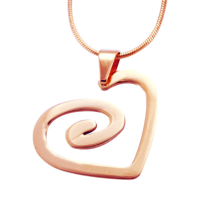 Personalised Swirls of My Heart Necklace - 18ct Rose Gold Plated - All Birthstone™