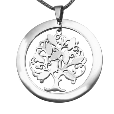 Personalised Tree of My Life Washer Necklace 10 - Sterling Silver - All Birthstone™