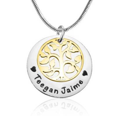 Personalised My Family Tree Single Disc - Two Tone - Gold  Silver - All Birthstone™