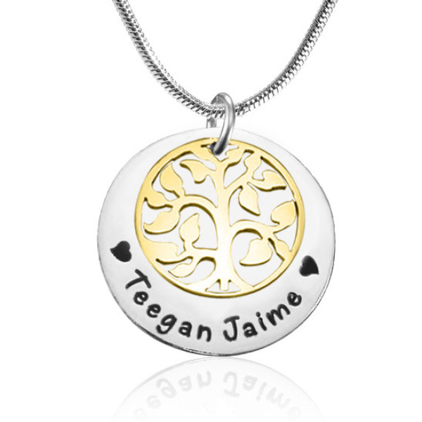 Personalised My Family Tree Single Disc - Two Tone - Gold  Silver - All Birthstone™
