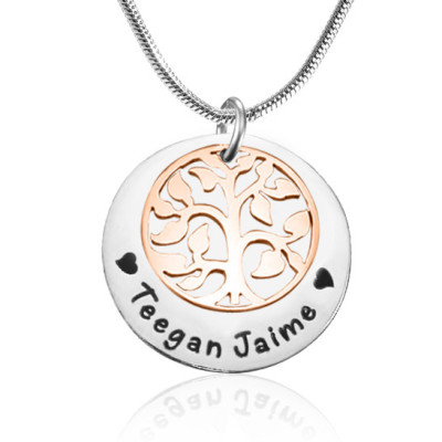 Personalised My Family Tree Single Disc - Two Tone - Rose Gold  Silver - All Birthstone™