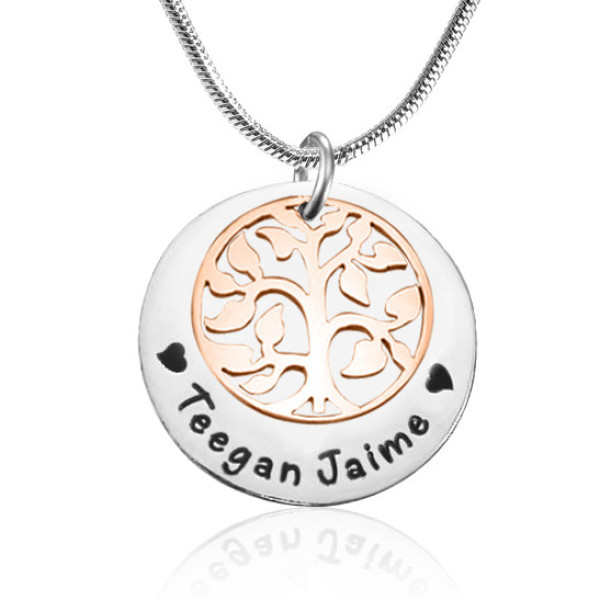 Personalised My Family Tree Single Disc - Two Tone - Rose Gold  Silver - All Birthstone™