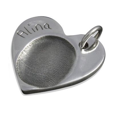 925 Sterling Silver FingerPrint Heart Pendant - All Birthstone™