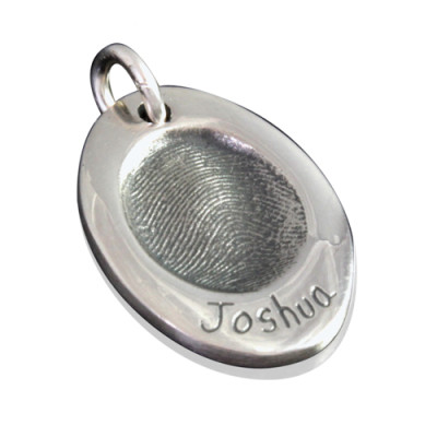 925 Sterling Silver FingerPrint Oval Pendant - All Birthstone™
