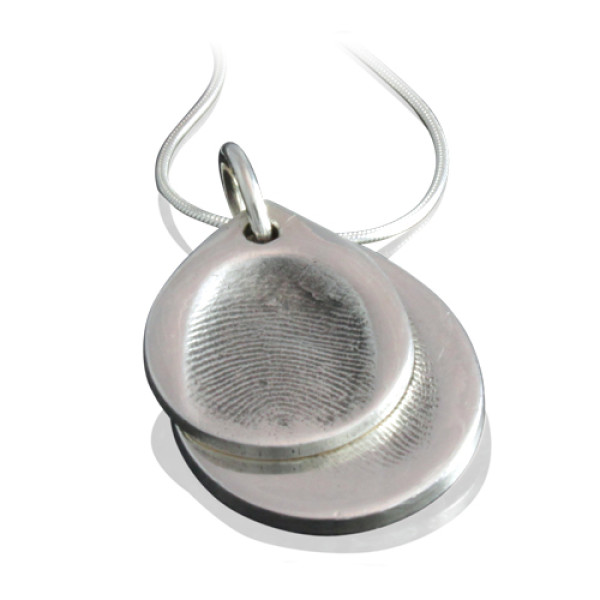 925 Sterling Silver FingerPrint Cascade TearDrop Pendant - All Birthstone™