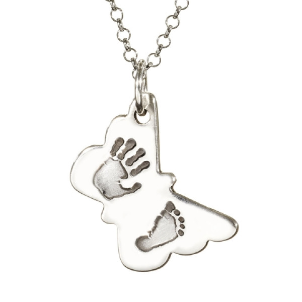 Butterfly Hand Foot Print Necklace - All Birthstone™