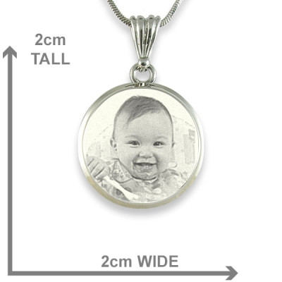 925 Sterling Silver Photo In Circle Pendant Necklace - All Birthstone™