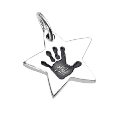 925 Sterling Silver Hand / Footprint Star Pendant - All Birthstone™