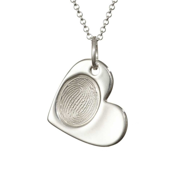 925 Sterling Silver FingerPrint Cascade Heart Pendant - All Birthstone™