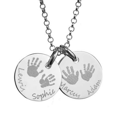 Large Engraved Handprint Necklace For Children - All Birthstone™