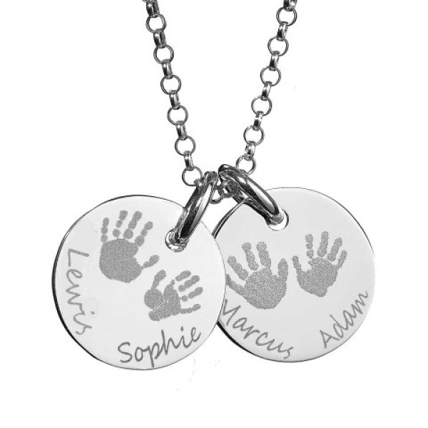 Large Engraved Handprint Necklace For Children - All Birthstone™