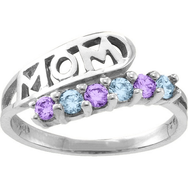 Cherish  MOM Cut-out 2-6 Stones Ring  - All Birthstone™