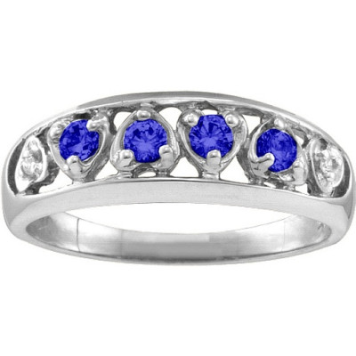Lyric  Embedded Hearts Ring with 2-6 stones  - All Birthstone™
