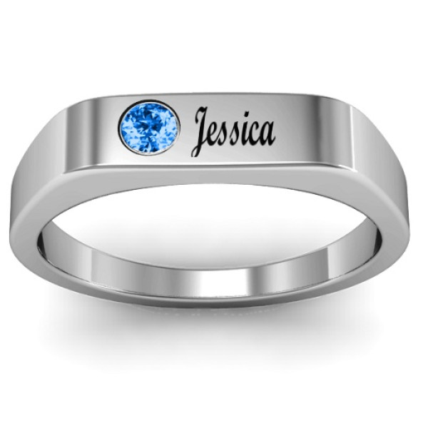 Soliloquy  Stone and Name Ring  - All Birthstone™