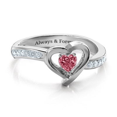 18ct White Gold Falling For You Accented Heart Ring - All Birthstone™
