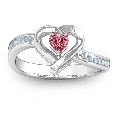 18ct White Gold Falling For You Accented Heart Ring - All Birthstone™