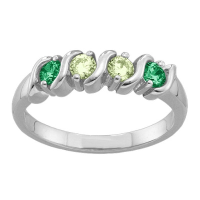 2-6 Gemstones S-Curve Ring  - All Birthstone™