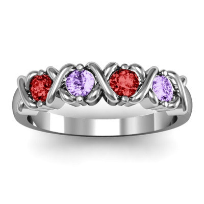 2 to 5 Stone Hugs and Kisses XOXO Ring  - All Birthstone™
