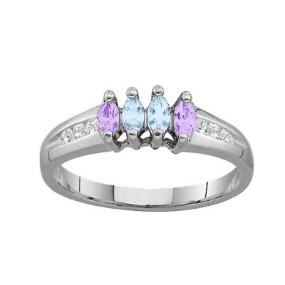 3-6 Marquise Ring With Channel Set Accents - All Birthstone™