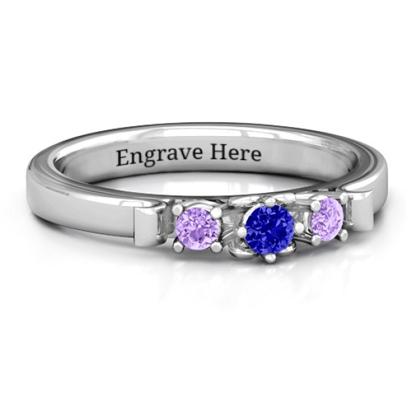 3-Stone Ring with Heart Gallery  - All Birthstone™