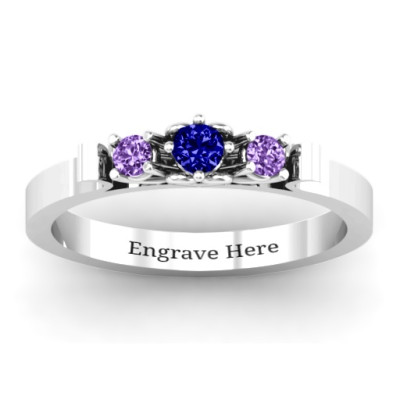 3-Stone Ring with Heart Gallery  - All Birthstone™