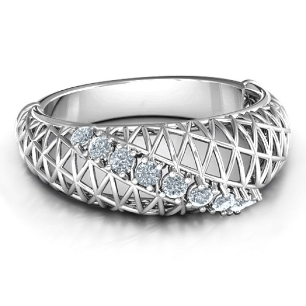 9 Stone Geometric Mesh Ring  - All Birthstone™