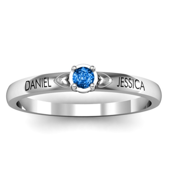 Heart Surrounded Solitaire Ring - All Birthstone™