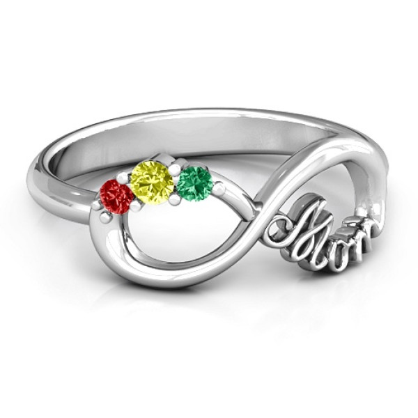 Mom's Infinite Love Ring with 2-10 Stones and 3 Cubic Zirconias Stones  - All Birthstone™