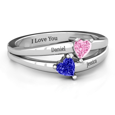 Twin Hearts Ring - All Birthstone™