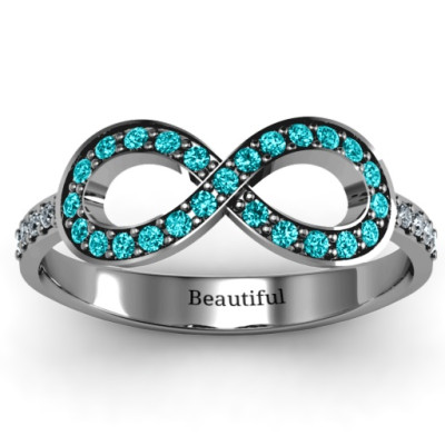 Accented Infinity Ring with Shoulder Stones  - All Birthstone™