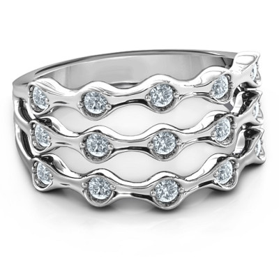 Alternating Stone Fashion Wave Ring  - All Birthstone™