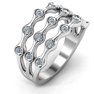 Alternating Stone Fashion Wave Ring  - All Birthstone™