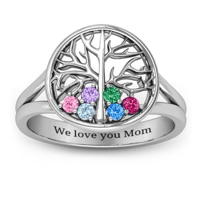 Always Around Love 6 Stone Family Tree Ring  - All Birthstone™