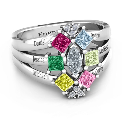 Arachna Centre Marquise and Princess Ring with Accents - All Birthstone™
