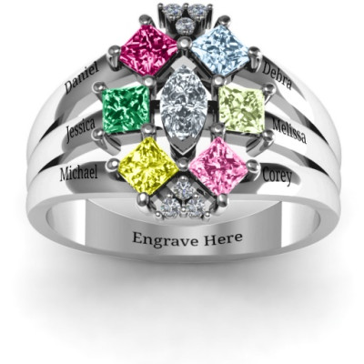 Arachna Centre Marquise and Princess Ring with Accents - All Birthstone™
