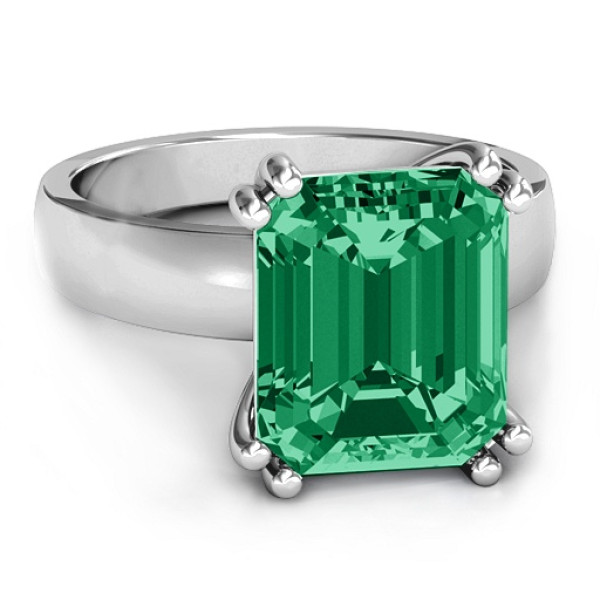 Basket Set Emerald Cut Ring - All Birthstone™