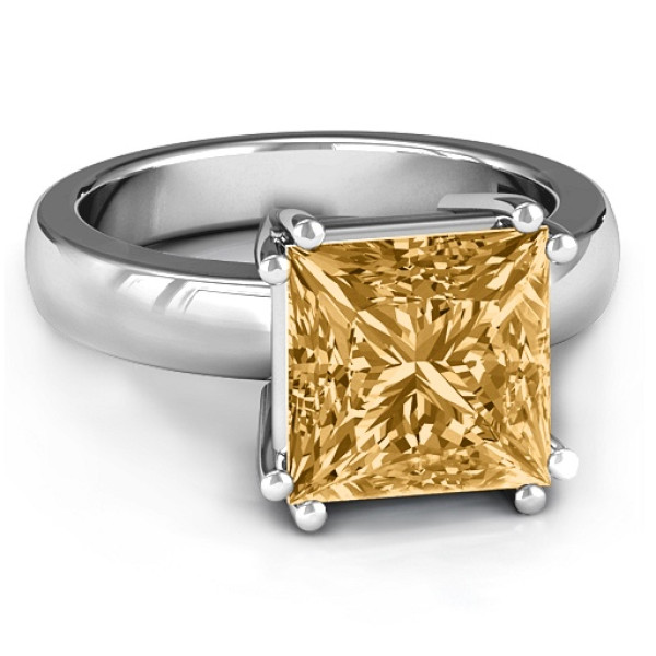 Basket Set Princess Cut Solitaire Ring - All Birthstone™